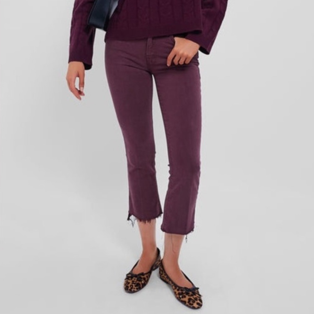 Mother | High Waisted Rascal Ankle Fray Wash Blackberry Cordial Jeans Size 32